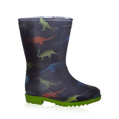 bluezoo Boys' blue dinosaur print wellington boots